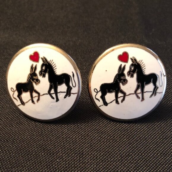 Vintage Cufflinks- Oversized - Valentine Donkeys - Picture 1 of 3